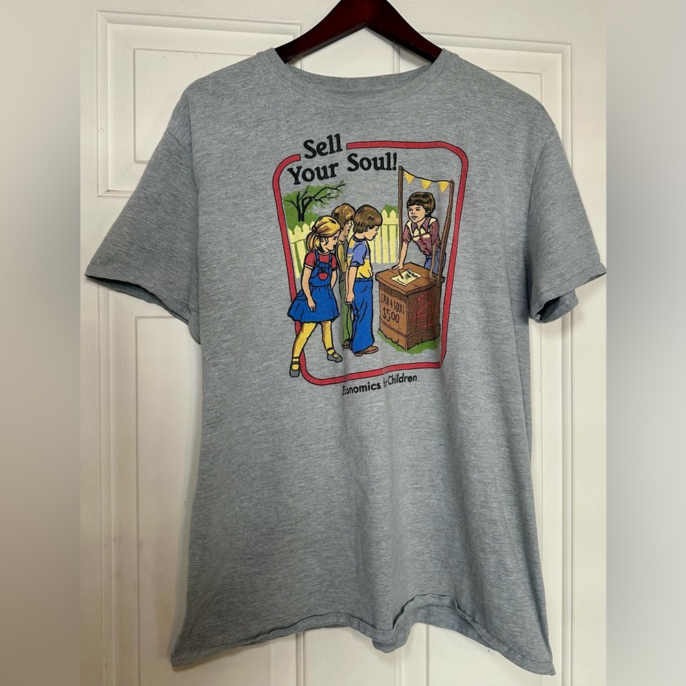 Black Matter Sell Your Soul‎ Economics For Children T-Shirt Size XL Gray Mens.